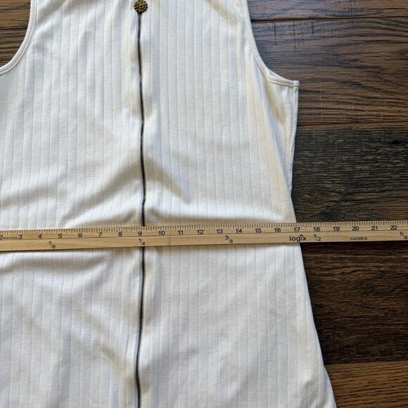 Vintage Marena Ribbed Zip Front Sleeveless Mini Dress White Size M Made in USA - Picture 8 of 9